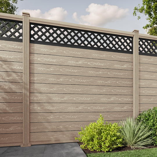 Classic Hive Fence Panel - Light Oak - with our composite posts