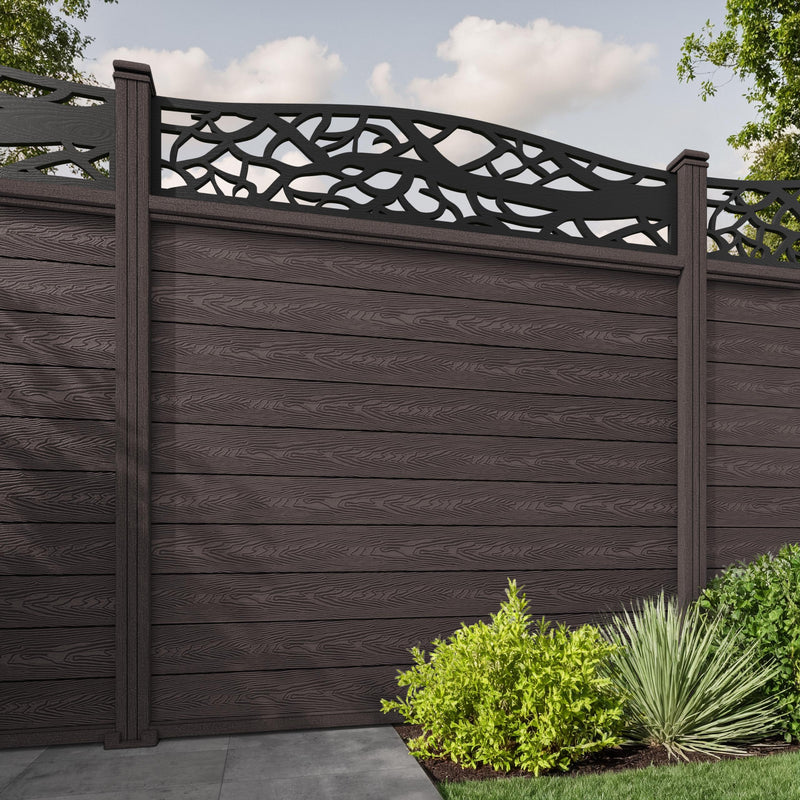Classic Twilight Curved Top Fence Panel - Mid Brown - with our composite posts