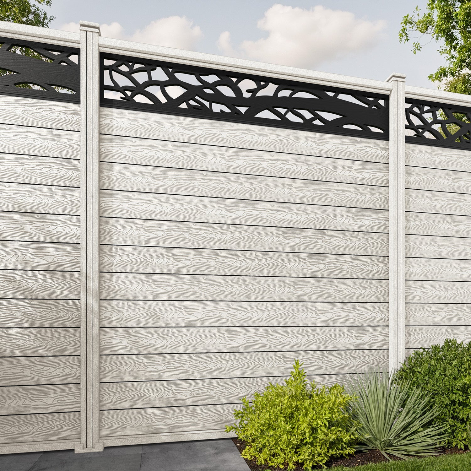 Classic Twilight Fence Panel - Light Stone - with our composite posts