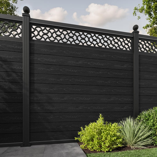 Classic Vida Fence Panel - Black - with our aluminium posts