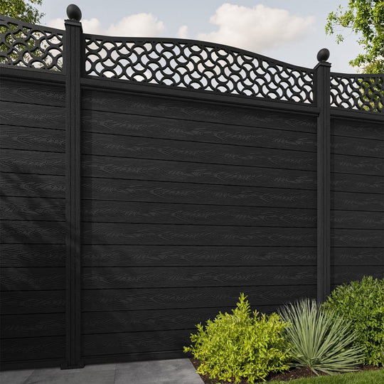 Classic Vida Curved Top Fence Panel - Black - with our composite posts