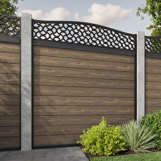 Classic Vida Curved Top Fence Panel - Teak - for existing concrete posts