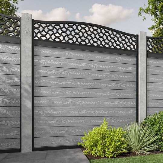 Classic Vida Curved Top Fence Panel - Light Grey - for existing concrete posts