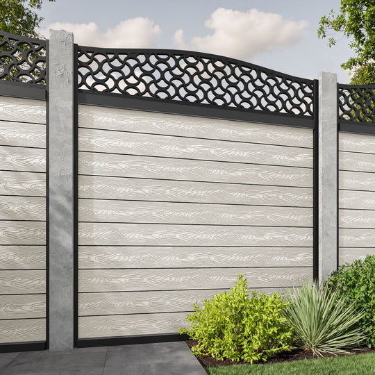 Classic Vida Curved Top Fence Panel - Light Stone - for existing concrete posts