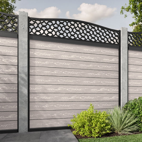 Classic Vida Curved Top Fence Panel - Mid Stone - for existing concrete posts