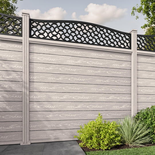 Classic Vida Curved Top Fence Panel - Mid Stone - with our composite posts