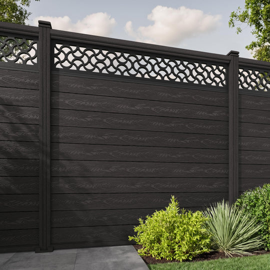 Classic Vida Fence Panel - Dark Oak - with our composite posts