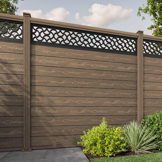 Classic Vida Fence Panel - Teak - with our composite posts