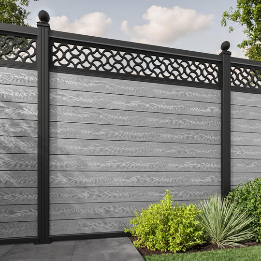Classic Vida Fence Panel - Light Grey - with our aluminium posts