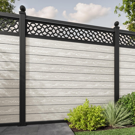 Classic Vida Fence Panel - Light Stone - with our aluminium posts