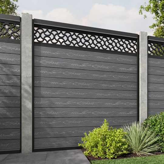 Classic Vida Fence Panel - Mid Grey - for existing concrete posts