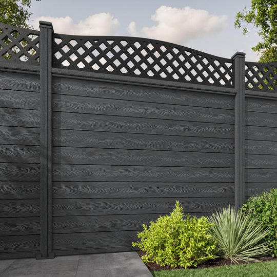 Classic High Wave Fence Panel - Dark Grey - with our composite posts