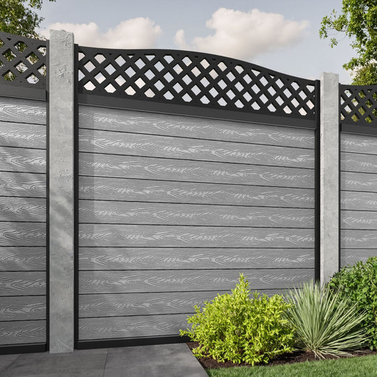 Classic High Wave Fence Panel - Light Grey - for existing concrete posts