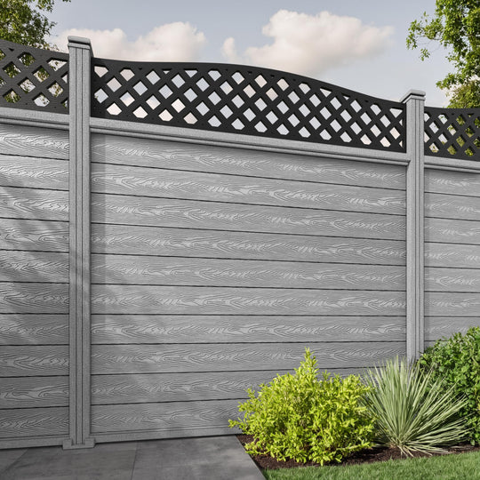 Classic High Wave Fence Panel - Light Grey - with our composite posts