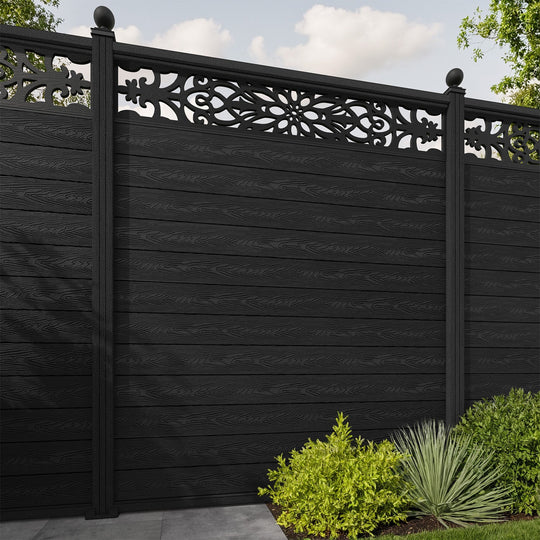 Classic Windsor Fence Panel - Black - with our composite posts