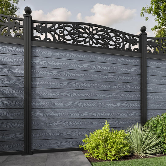 Classic Windsor Curved Top Fence Panel - Anthracite - with our aluminium posts