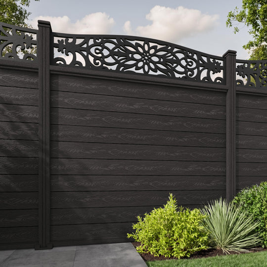 Classic Windsor Curved Top Fence Panel - Dark Oak - with our composite posts