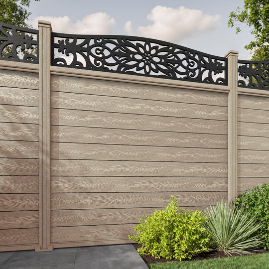 Classic Windsor Curved Top Fence Panel - Light Oak - with our composite posts