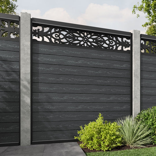 Classic Windsor Fence Panel - Dark Grey - for existing concrete posts