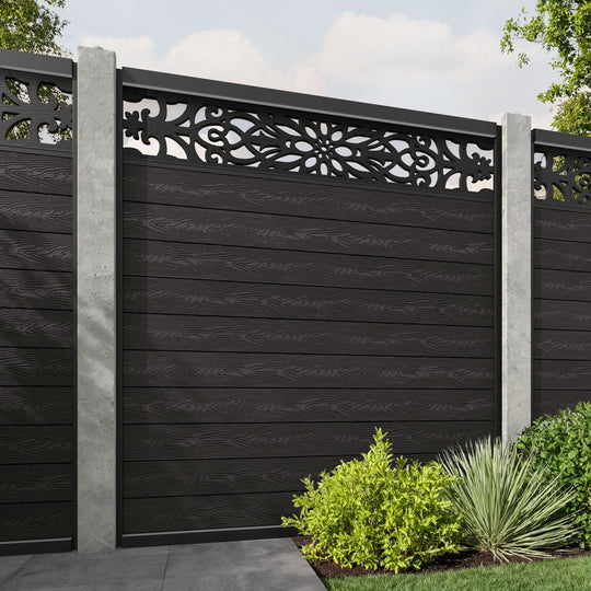 Classic Windsor Fence Panel - Dark Oak - for existing concrete posts