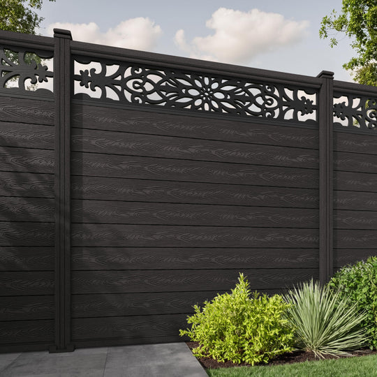Classic Windsor Fence Panel - Dark Oak - with our composite posts