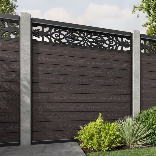 Classic Windsor Fence Panel - Mid Brown - for existing concrete posts