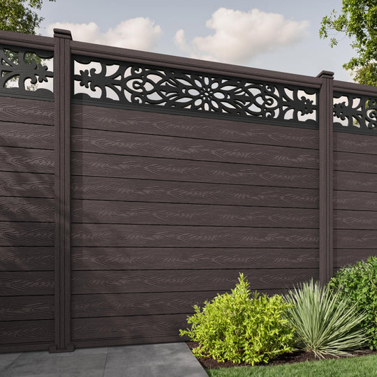 Classic Windsor Fence Panel - Mid Brown - with our composite posts