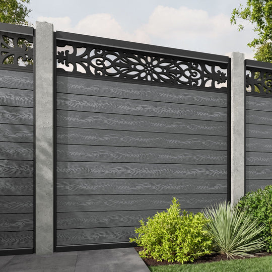 Classic Windsor Fence Panel - Mid Grey - for existing concrete posts