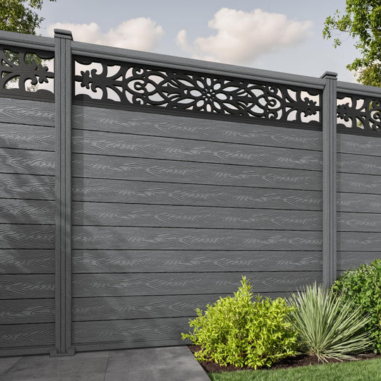 Classic Windsor Fence Panel - Mid Grey - with our composite posts