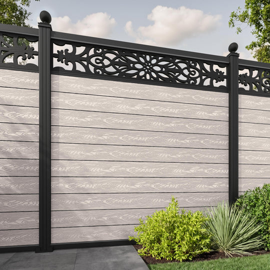 Classic Windsor Fence Panel - Mid Stone - with our aluminium posts