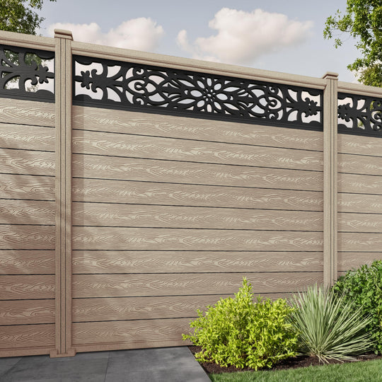 Classic Windsor Fence Panel - Light Oak - with our composite posts