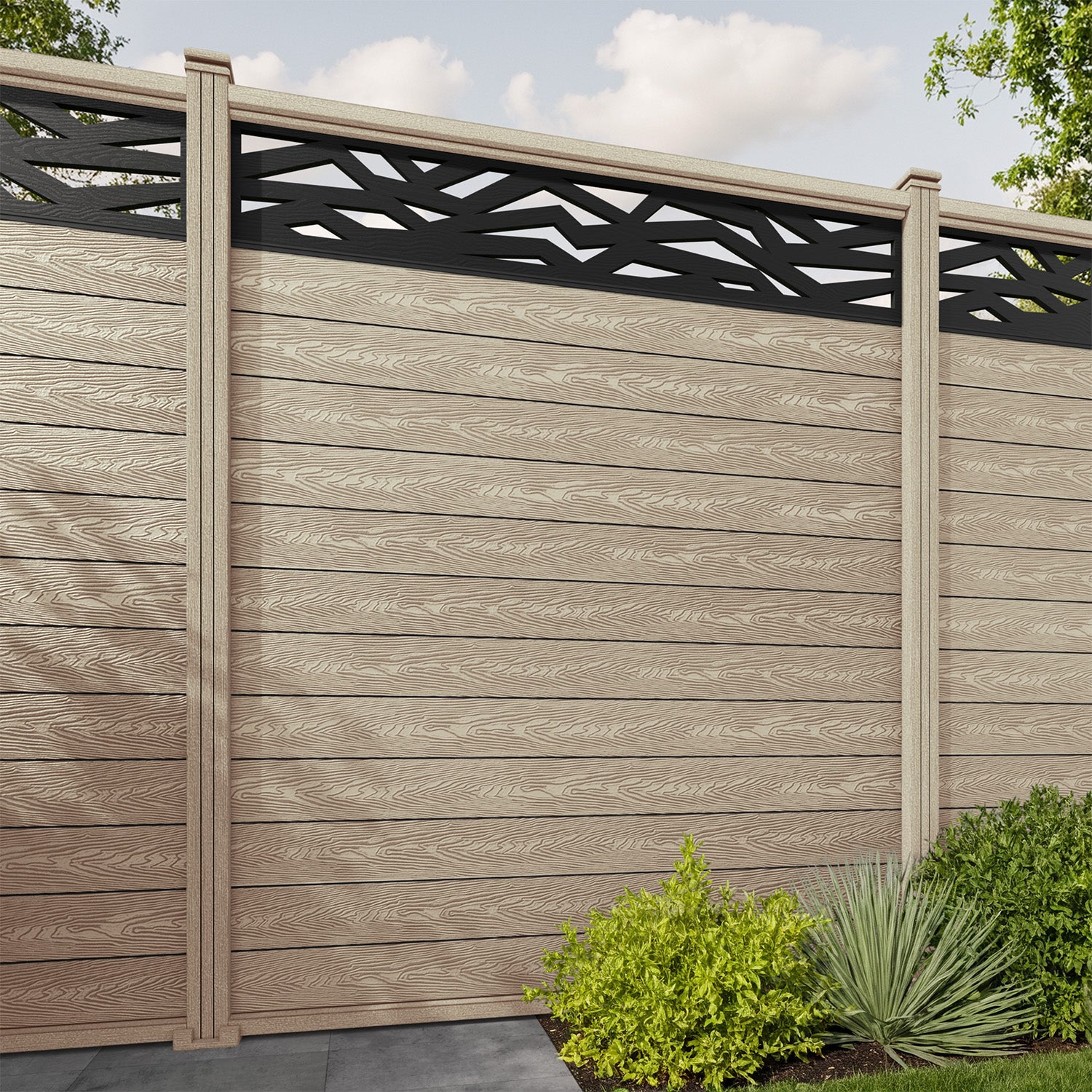 Classic Zenith Fence Panel - Light Oak - with our composite posts