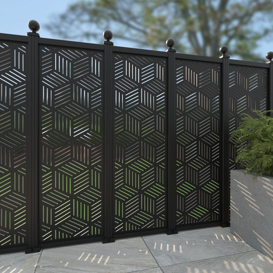 Cubed Aluminium Decorative Fence - 60x180cm - with our aluminium posts
