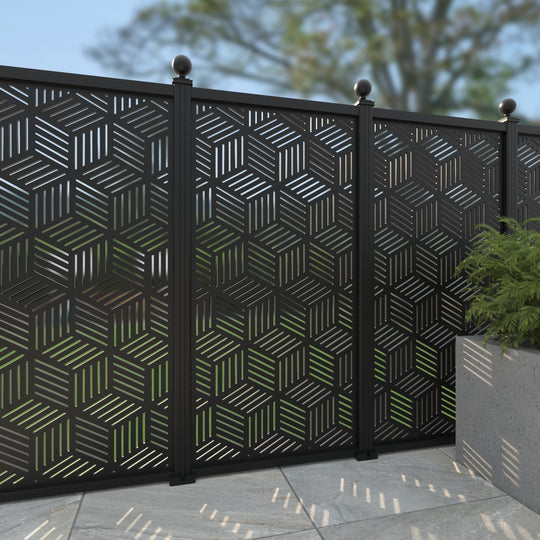 Cubed Aluminium Decorative Fence - 90x180cm - with our aluminium posts