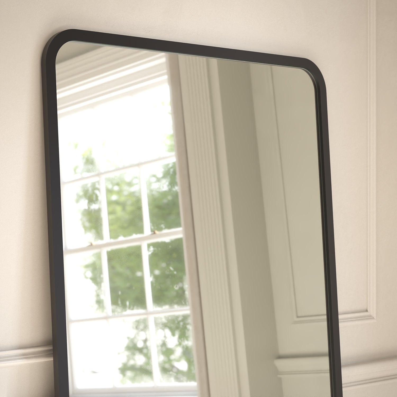 Carlton Framed Rounded Rectangle Full-Length Leaner Mirror - with LED
