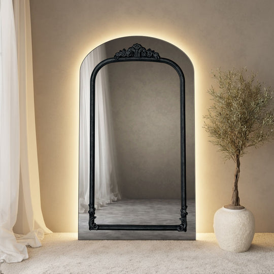 Chateau Frame Within Arched Full-Length Leaner Mirror - with LED