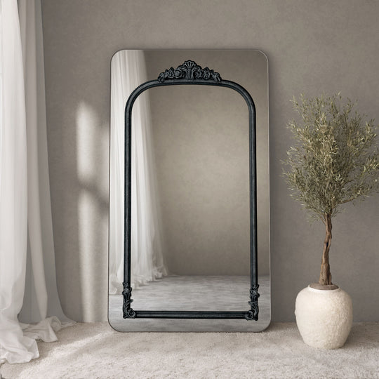 Chateau Frame Within Rounded Rectangle Full-Length Leaner Mirror