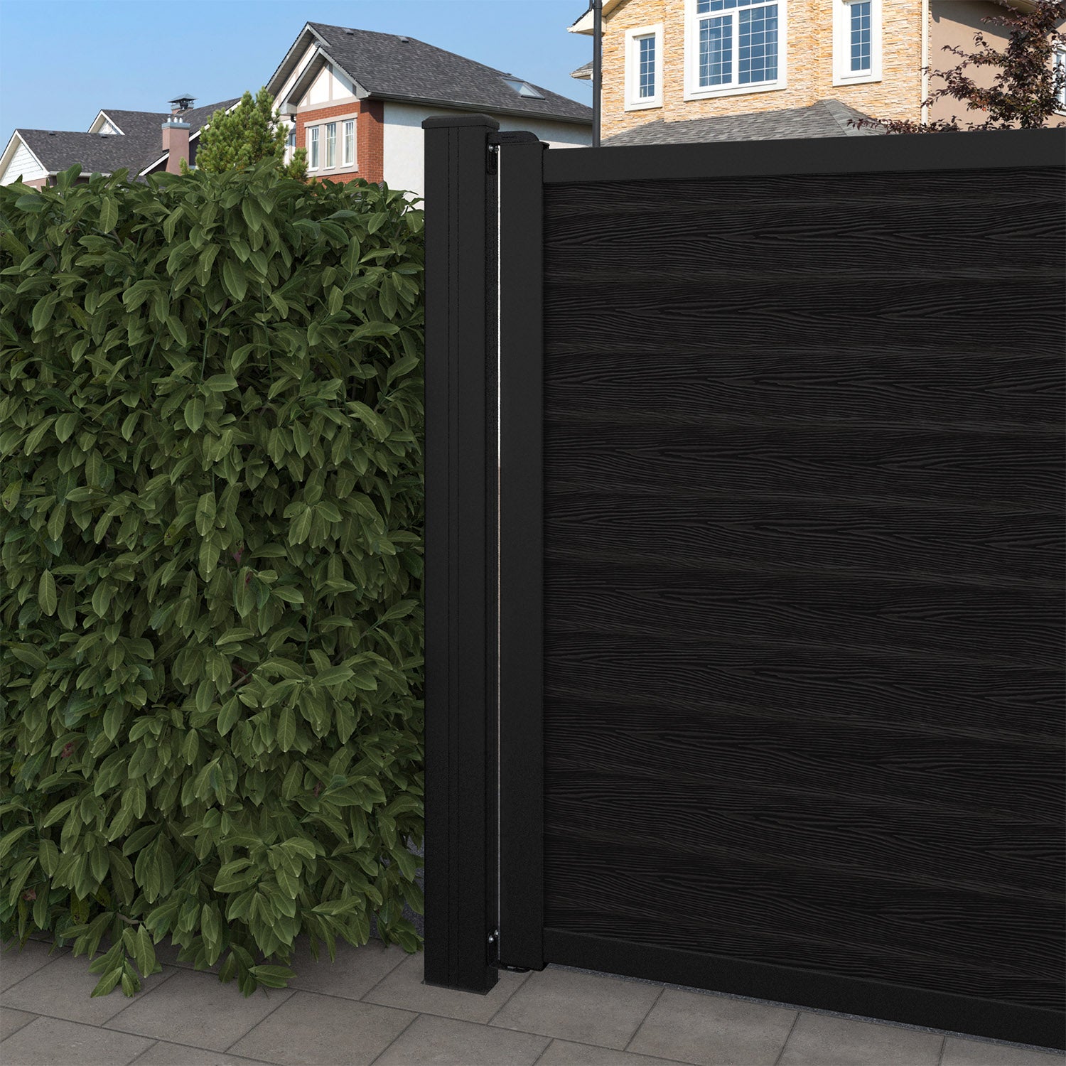 Classic Aspen Curved Top Driveway Gate - Black - Middle Screen