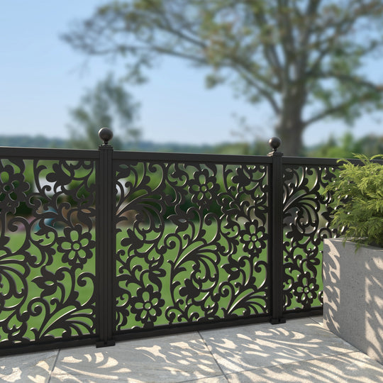 Eden Aluminium Decorative Fence - 120x120cm - with our aluminium posts