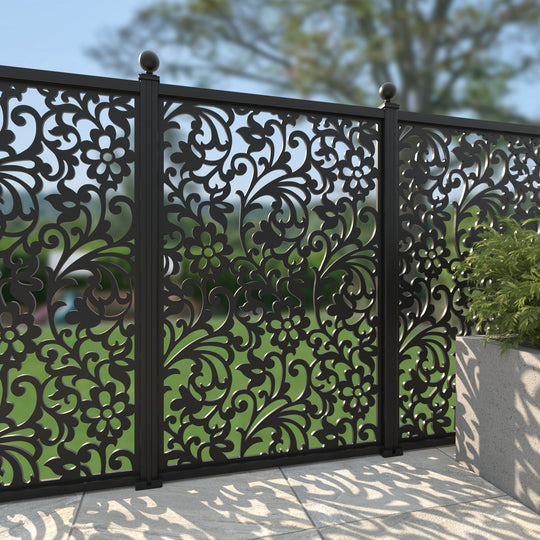 Eden Aluminium Decorative Fence - 120x180cm - with our aluminium posts
