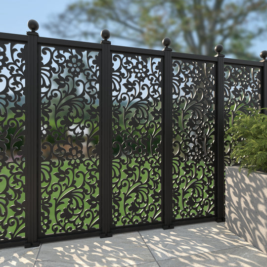 Eden Aluminium Decorative Fence - 60x180cm - with our aluminium posts