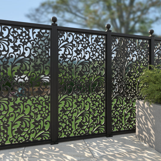 Eden Aluminium Decorative Fence - 90x180cm - with our aluminium posts