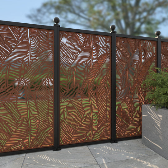 Feather Corten Decorative Fence - 90x180cm - with our aluminium posts