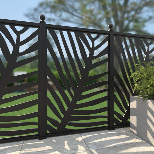 Palm Aluminium Decorative Fence - 120x180cm - with our aluminium posts