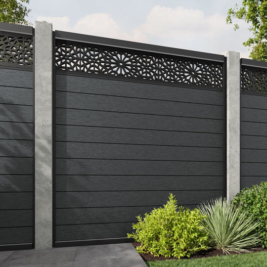 Fusion Alnara Fence Panel - Dark Grey - for existing concrete posts