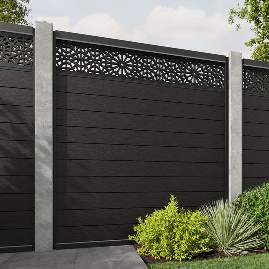 Fusion Alnara Fence Panel - Dark Oak - for existing concrete posts