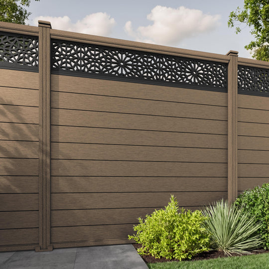 Fusion Alnara Fence Panel - Teak - with our composite posts