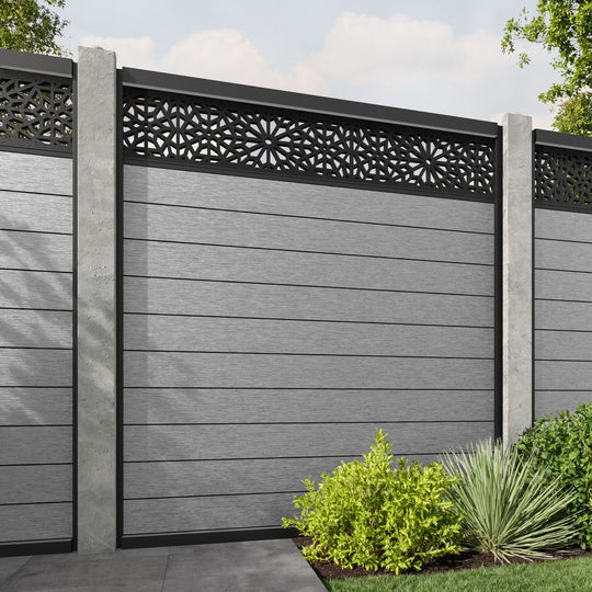 Fusion Alnara Fence Panel - Light Grey - for existing concrete posts