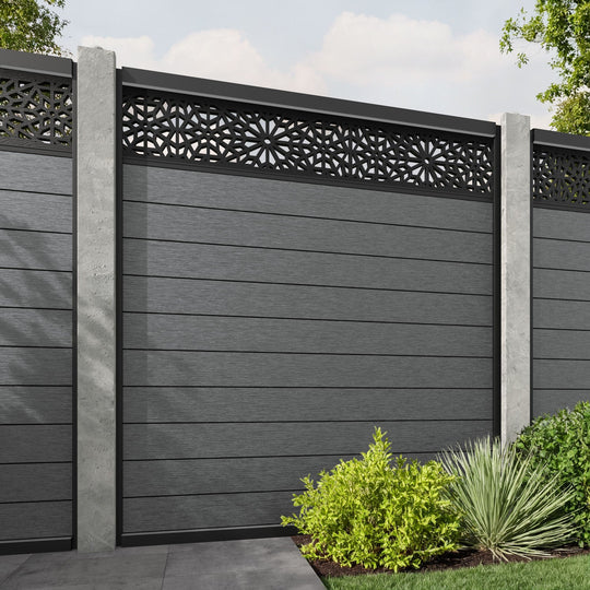 Fusion Alnara Fence Panel - Mid Grey - for existing concrete posts