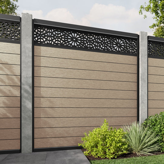 Fusion Alnara Fence Panel - Light Oak - for existing concrete posts